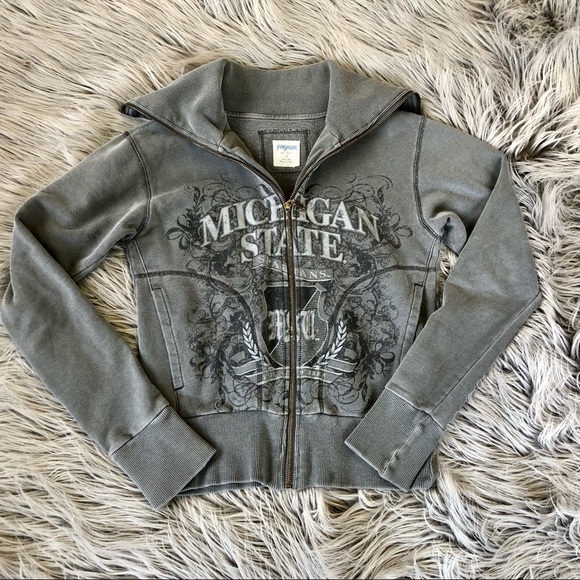 Jansport y2k Michigan State Funnel Neck Zip-Up Jacket, Size Medium - Picture 3 of 6